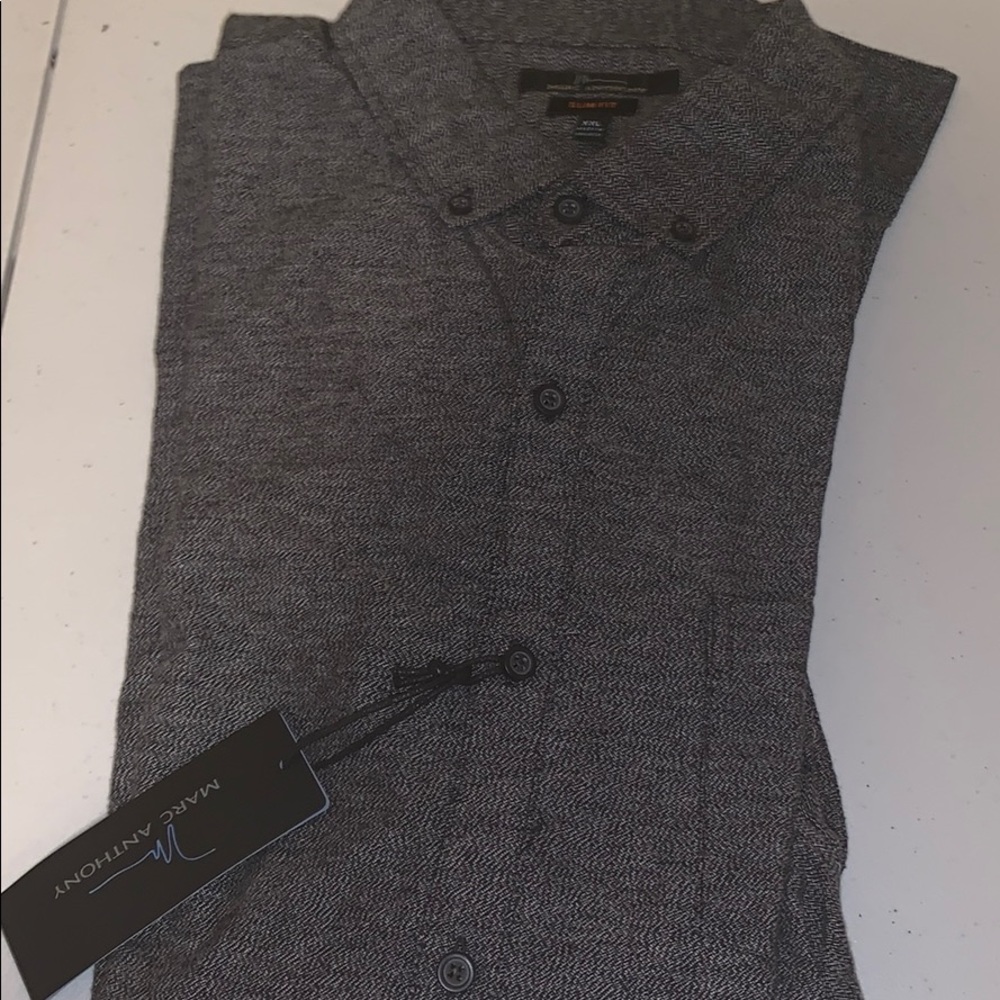 Grey flannel long sleeve shirt size xxl slim fit
